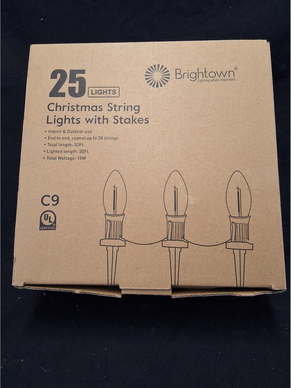 25- opaque Light Christmas String Lights with Stakes